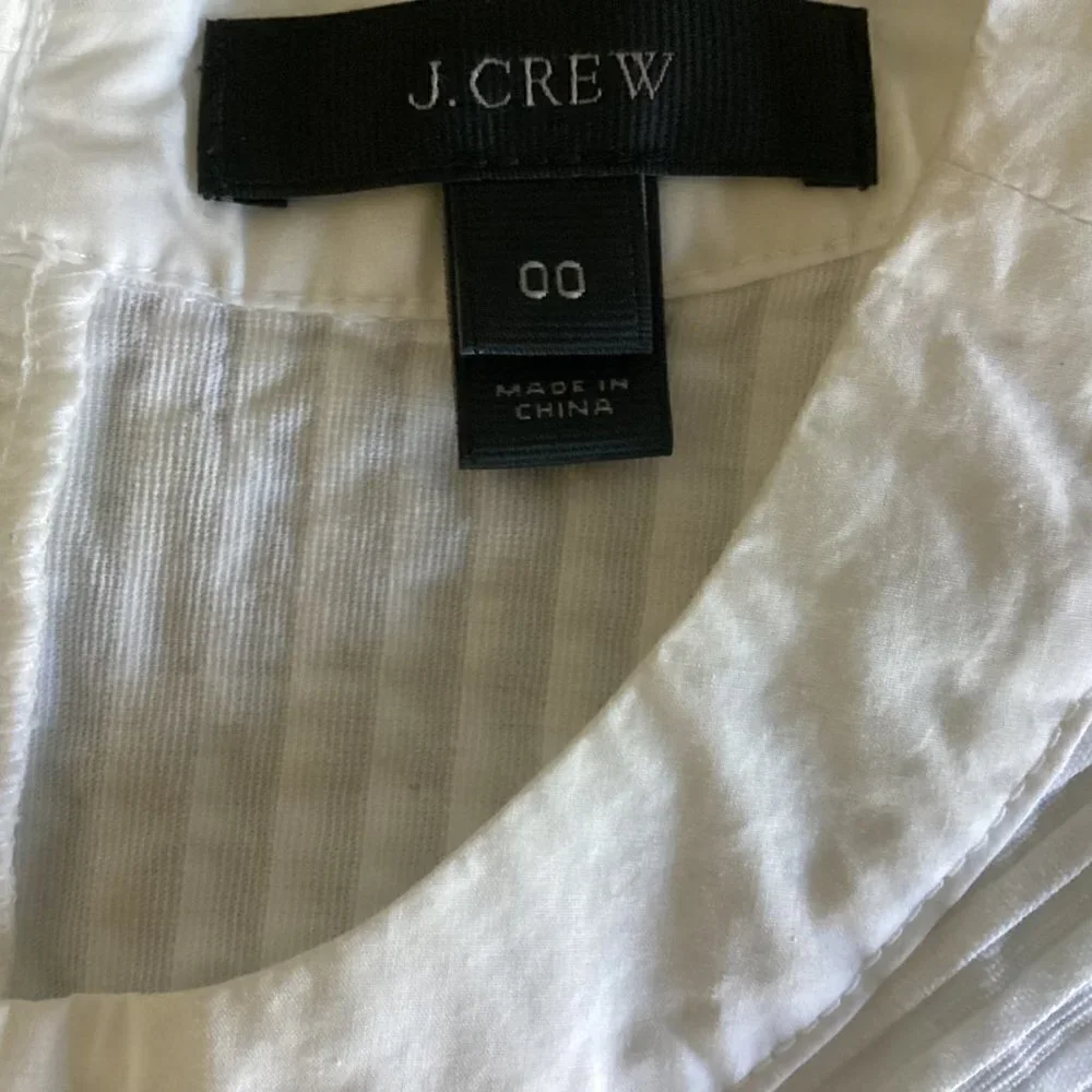 J Crew Pleated Cotton Shirt Sleeveless Top Pintuck Blouse Sz 00 White #157D‎
